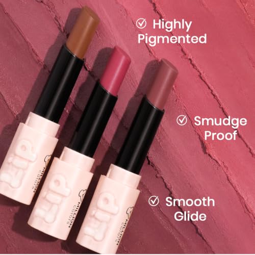 Image of Million Colors Lip Wear Creamy Matte Hydrating Lipstick Infused With Argan Oil, Shea Butter , Papaya Seed and Vitamin E| Highly Pigmented, Smudge-Proof and Creamy Matte Finish (The Everyday Nude, Pack of 3)