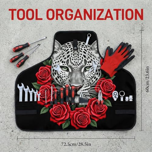 Delantal de trabajo ajustable Red Rose Cheetah con 8 bolsillos miniatura 2