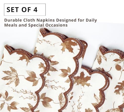 Image of PurpleEssences Scalloped Cloth Napkins 18x18 in - Aurelia Edges Rust