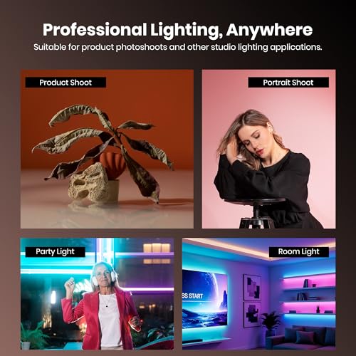 Image of Simpex LS-120R 20W RGB Light Stick LED Video Light with 4000mAh Rechargeable Battery, OLED Display, Crown Button Control, 2800K-8500K, CRI95+ & FX Effects for Photography & Live Streaming(Black)