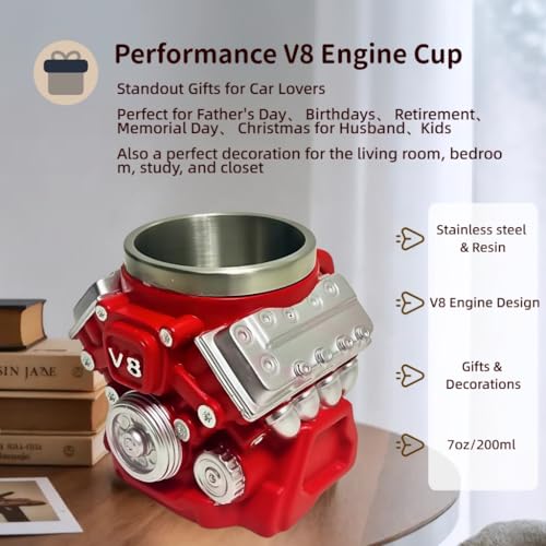 Image of V8 Engine Coffee Mug,Car Coffee Mug Personalized with Handle | Home Decor Gifts for Car Guy Lovers,Mechanics,Birthday, Christmas,Father's Day,Halloween, Thanksgiving