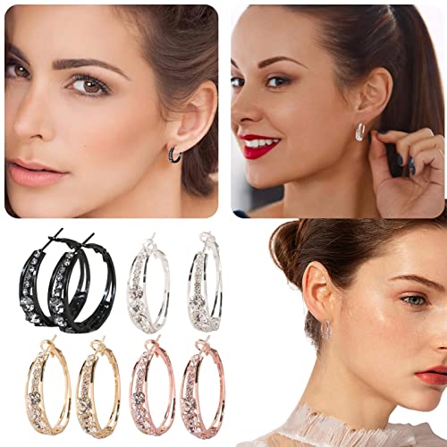 Hoop Earrings for Women 24mm Small Personalized Rhinestone Hoops Statement Accessories Jewelry Gifts for Ladies3