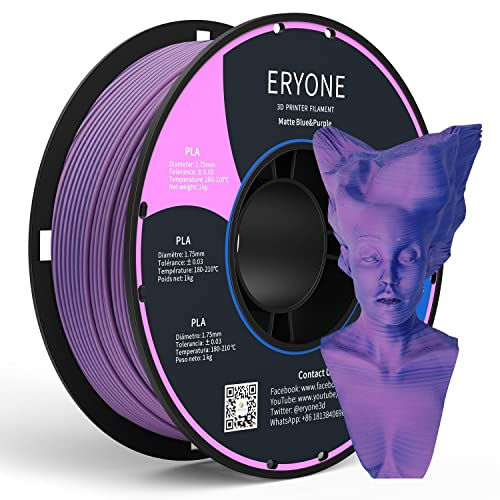 Image of ERYONE Matte Dual Color 3D Printer PLA Filament 1.75 + /- 0.03mm, Matte Bicolor Filament PLA 1KG(2.2LBS) Spool, Blue Purple