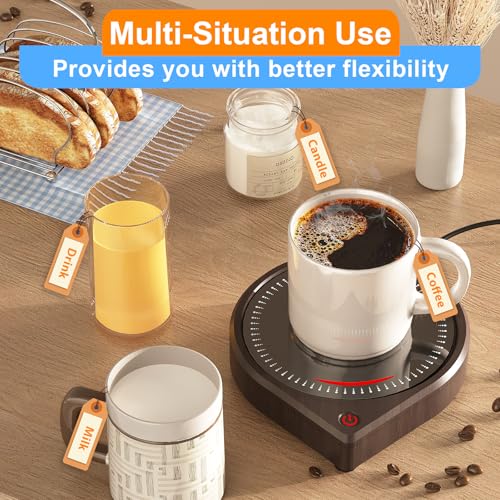 Image of Kepwam Coffee Mug Warmer for Desk, Smart Coffee Warmer with Touch Tech & Light, Coffee Cup Warmer with Gravity Sensor & Auto Shut Off, Candle Warmer Plate - Ideal Gifts for Dad and Mom