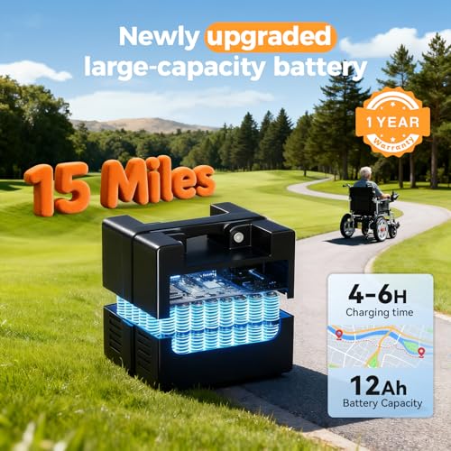 Electric Wheelchair, Electric Wheelchair For Adults, Foldable All Terrain Power Wheelchair, 15 Miles Long Travel Range, 500W Dual Motors, Lightweight Mobility Chair For Seniors - Indoor/Outdoor - 2