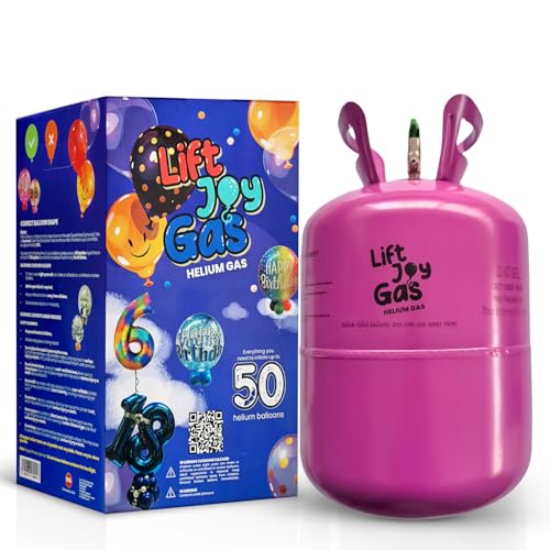 Lift Joy Disposable Helium Gas Canister - Fills up to 50 x 9 Inch Latex or 18 Foil Balloons - Portable Party Balloon Cylinder Easy to Use