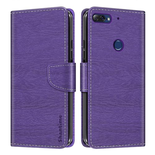 Shantime Funda Cartera de Cuero Compatible con Lenovo K9 Note, Tapa de Color con Ranuras, Cierre Magnético Protección Completa(Morado)