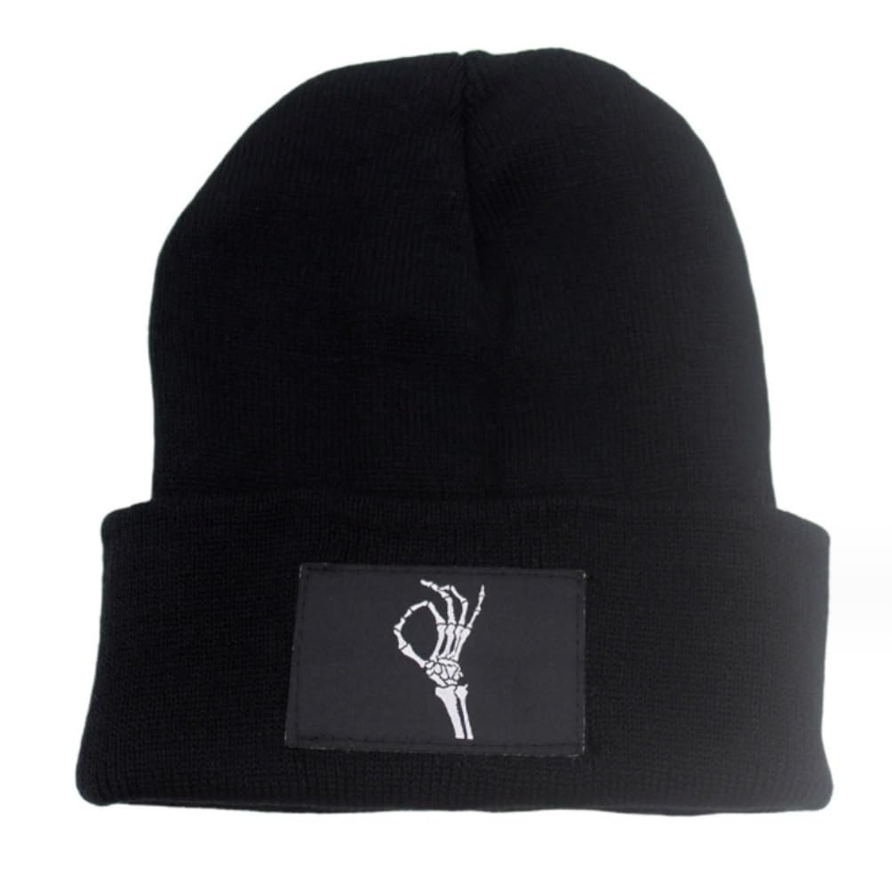 Bonnet Hiver Bonnet Chapeaux Chaud Chunky Câble Tricot Chapeau Slouchy Crâne Casquette pour Femmes Et Hommes Noir Violet Orange Bonnets Chaud(Black)