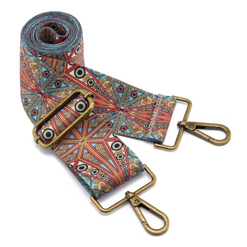 Image of ZOOEASS Bronze Buckles Purse Strap, 2 inch Wide Crossbody Handbag Strap Adjustable Replacement Shoulder Strap Vintage Embroidery