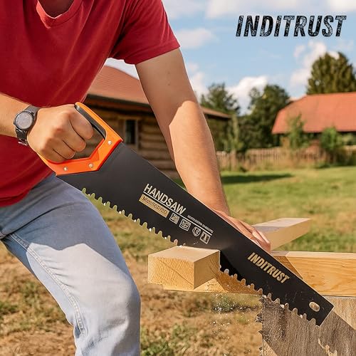 Image of Inditrust 24 inch 600mm Carbide Tipped Teeth AAC /Concrete /Siporex Hand Saw for Cutting Bricks, Aerated Concrete Blocks, Cement Cutter Blade with PVC Handle