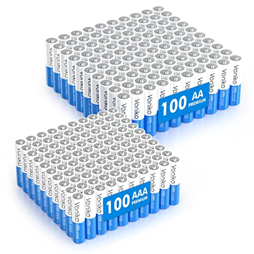 Image of Voniko - Premium Alkaline Battery - AA and AAA 200-Count Combo Pack Batteries, 100-Count Each, 10-Year Shelf Life, Recloseable Packaging