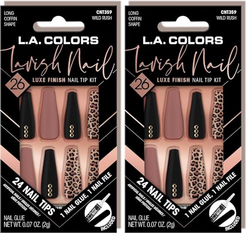 Image of L.A. COLORS Lavish Nail Luxe Finish Nail Tip Kit (carded), Wild Rush CNT359 (Pack of 2)
