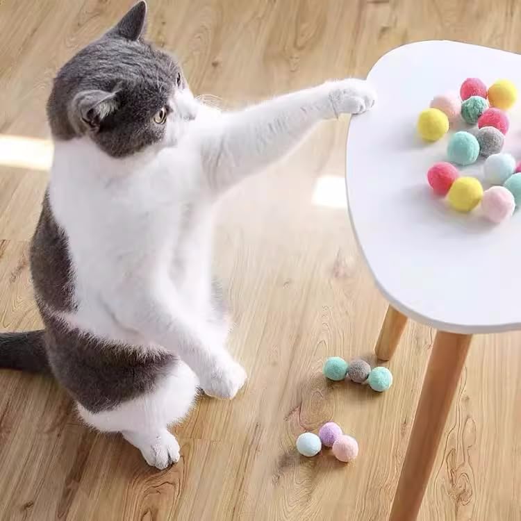 Miniatura 3 de Pelotas de juguete para gatos, 50 unidades, juguetes de peluche coloridos divertidos para jugar al usuario, bolas de pompones para disparar