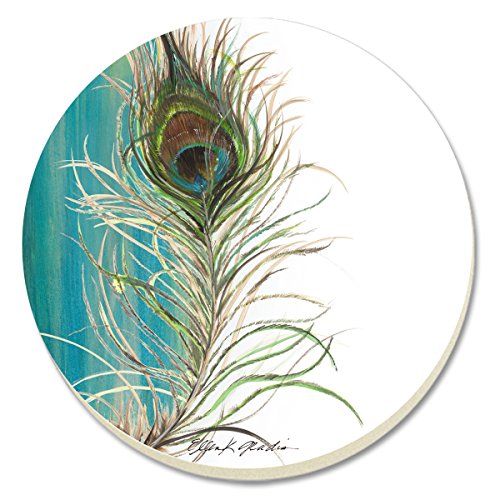 CounterArt Elegant Peacock Absorbent Coasters, Set of 4