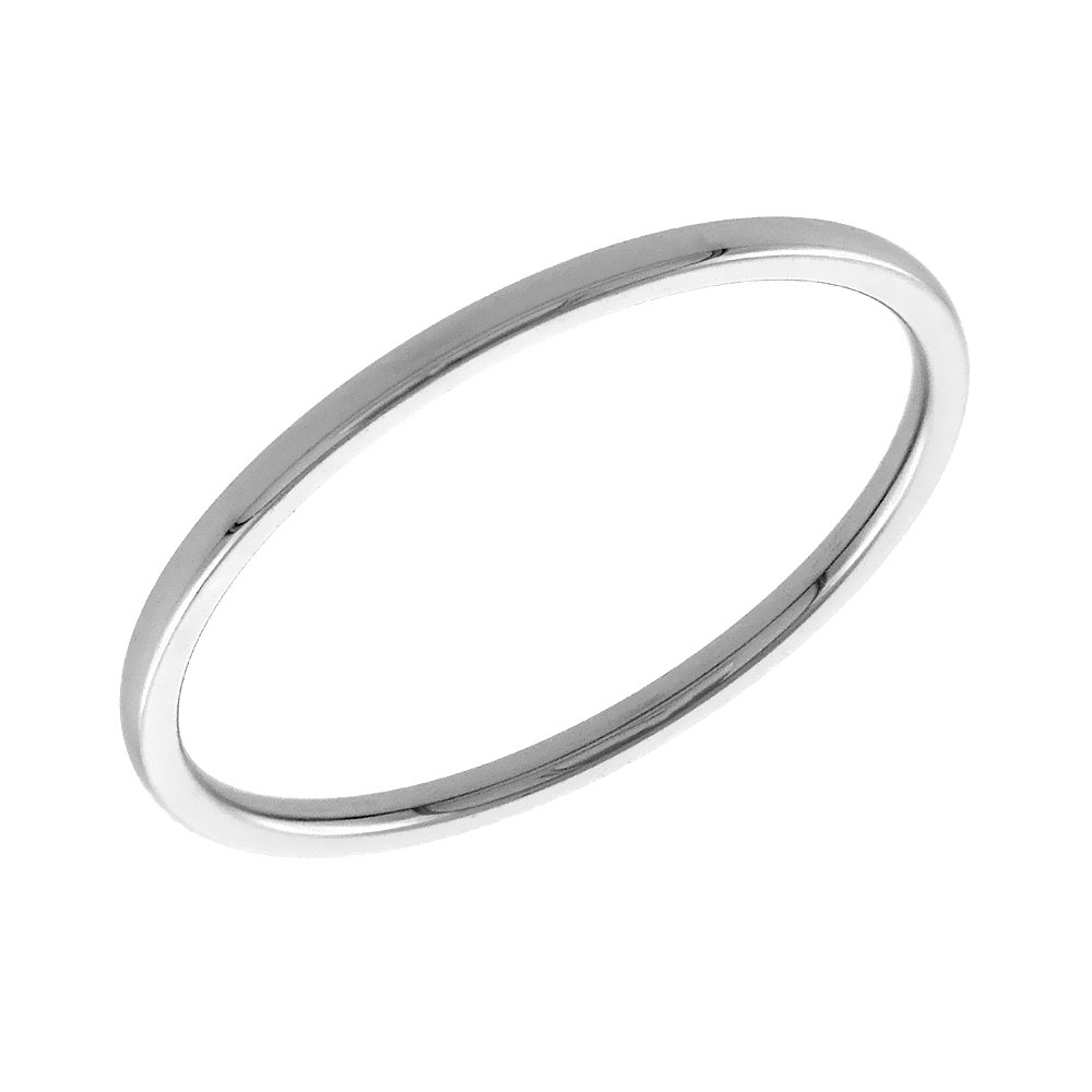 Sabrina Silver 316L Stainless Steel Domed 1mm Toe Ring Wedding Band Midi Ring for Women Very Thin Stackable Polished Comfort Fit sizes 1-6