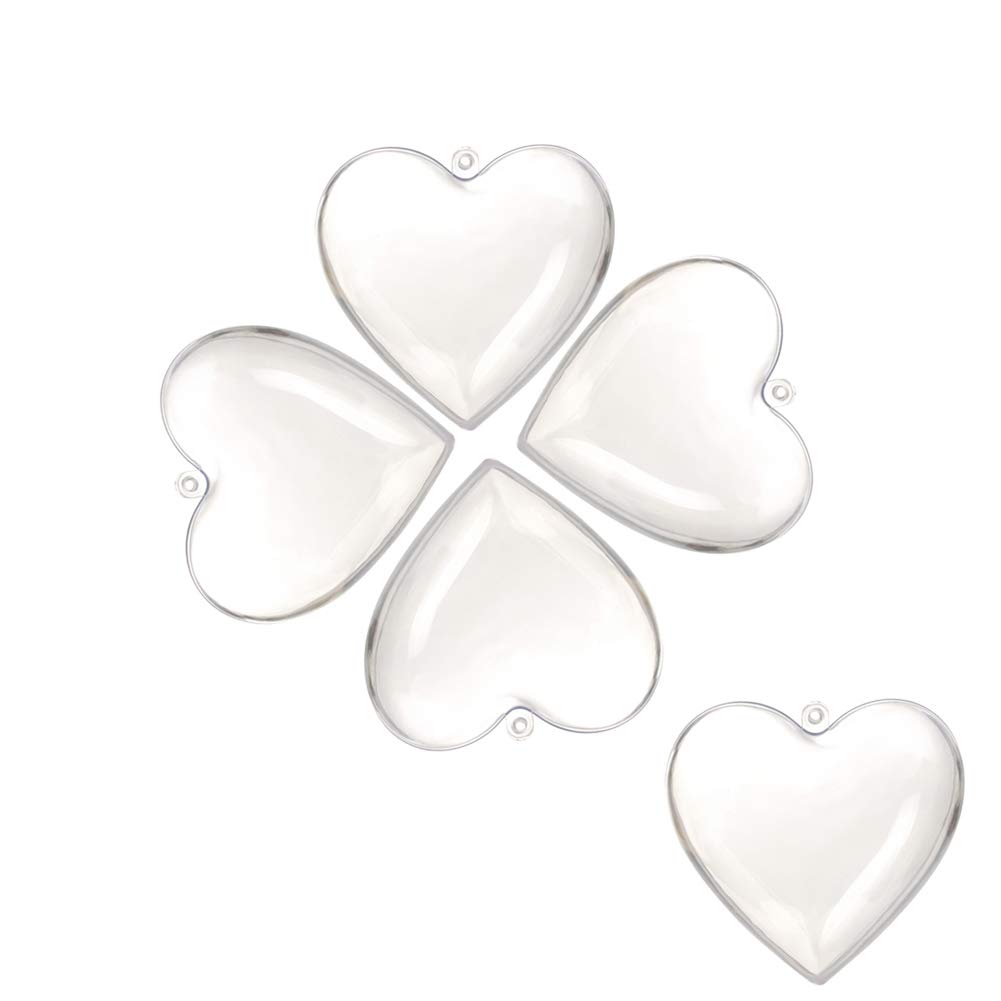 Bluelanss5/10pcs DIY Clear Plastic Heart Shape Ball Fillable Christmas Baubles Christmas Tree Decor Xmas Gifts Xmas Stocking Fillers