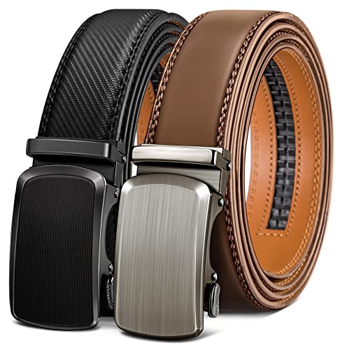 BULLIANT Men Belts 2 Pack,Ratchet Sliding Belt Adjustable For Gift Mens Dress Casual 1 3/8