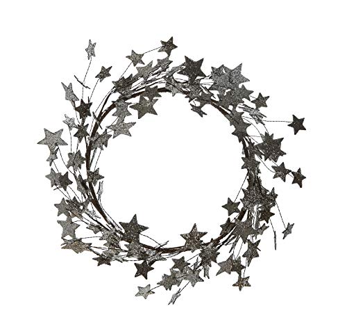 Image of Creative Co-Op 18 Inch Cardboard Glitter Star Wreath, Silver Finish
