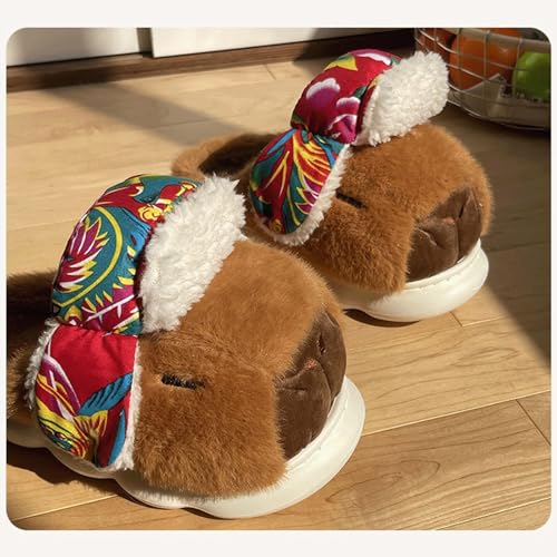 Capybara Slippers for Women With 5 Pcs Cute Socks Plush Funny Cartoon Slide Sandals Indoor Outdoor Cozy House Shoes2