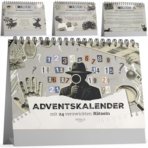 Krimi Rätsel Adventskalender 2025 – Tischkalender mit 24 spannenden Text-Rätseln – Escape & Detektiv Spiel im Advent – täglicher Knobelspaß für Erwachsene, Jugendliche & die ganze Familie