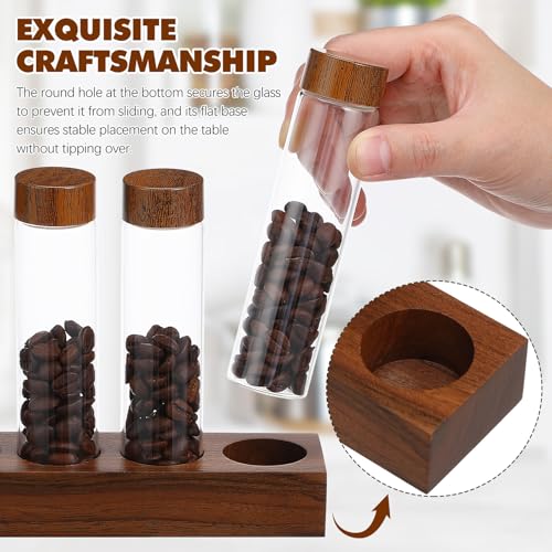Contenedor de vidrio para café con soporte de madera miniatura 7