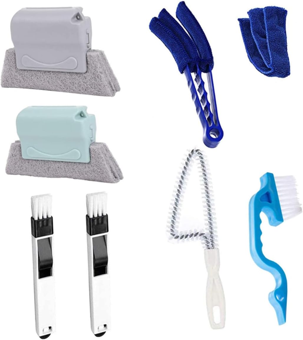 Vaguelly 8pcs Handheld Cleaning Brush Set with Shutter Duster and Air Conditioner Groove Brush for Window Tracks, Keyboards, and Car Dust Removal