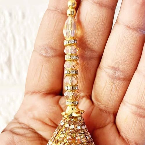 Image of Adikala Craft Store Handmade Ethnic Latkan Tassel Set of 2 for Saree Pallu, Blouse, Suits, Dupatta, Lehenga Decor (Golden D3)
