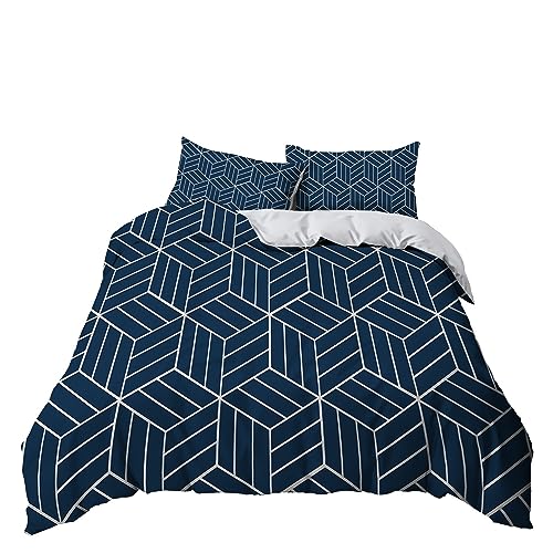 Housse de couette anti-allergie microfibre douce 240x260 imprimé géométrique - 5