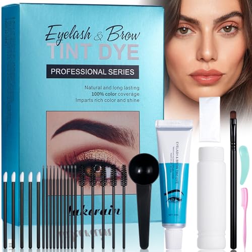 Tinte Cejas,Tinte de Cejas y Pestañas 2 en 1,Kit de Colores para Cejas y Pestañas,Resultado Natural,10 Aplicaciones Rápidas y Fáciles para Principiantes,para Uso Doméstico de Salón,Negro