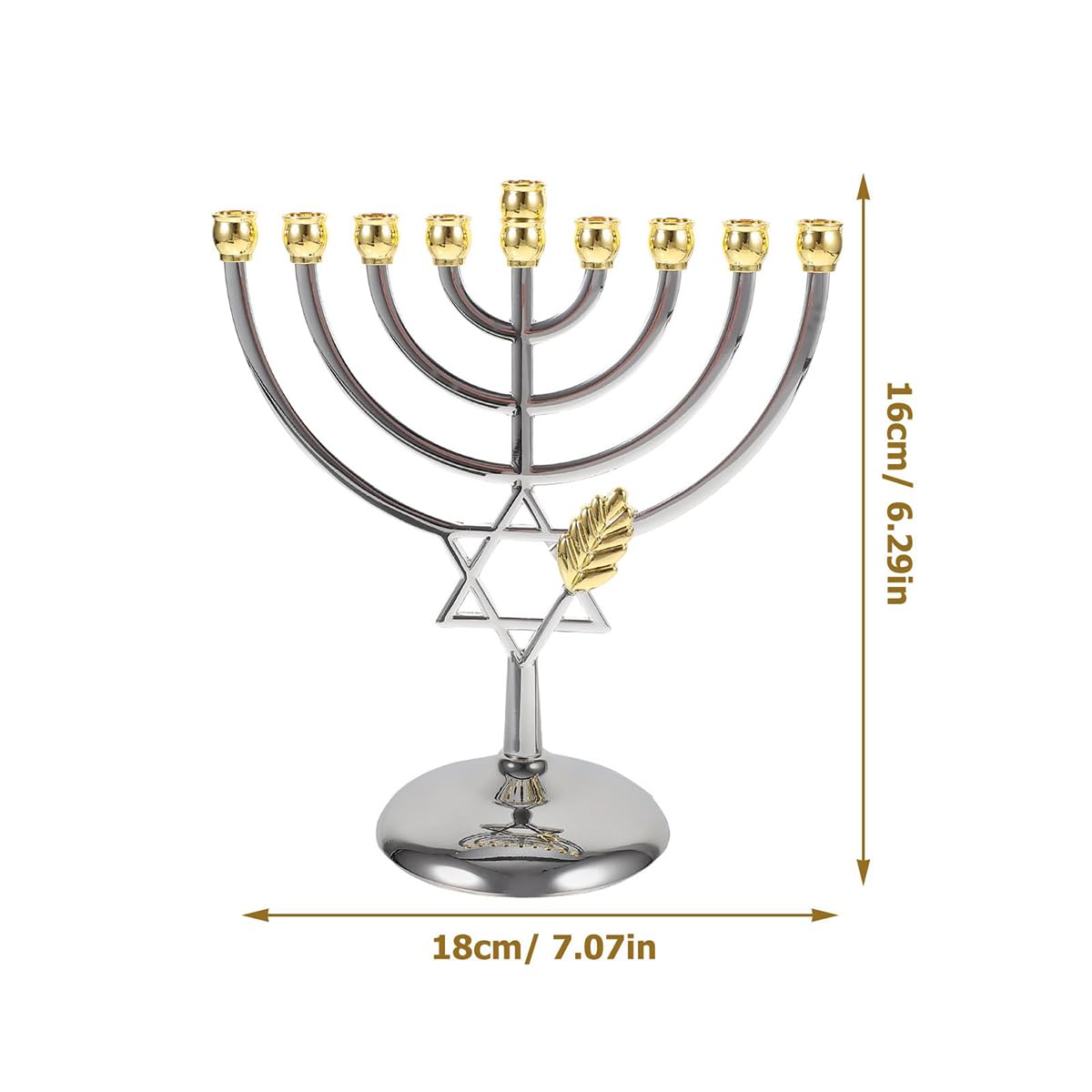 Candeliere a Nove Teste in Lega di Zinco Menora da 18 cm, candelabro a Forma di Stella di David, Regalo di Capodanno ebraico, Adatto per la Decorazione di Feste di Hanukkah