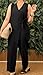 Women's Casual V-Neck Cross Strap Jumpsuit, Solid Color Loose Sleeveless Tie-Waist Dressy Jumpsuits for Evening Party (Black,M)