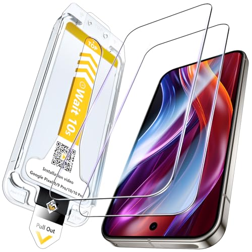 EGV 2 Pack for Google Pixel 10 Pro Screen Protector [One-Pull Install] Military Grade Shatterproof...