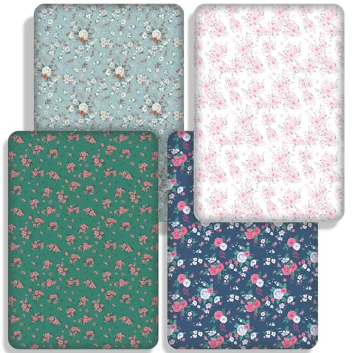 Image of Floral Pattern Crib Sheets Neutral, Breathable Soft Microfiber Crib Sheets, 28 X 52 in Baby Sheets for Crib, 4 Pack Fitted Sheet for Toddler Bed Mattress