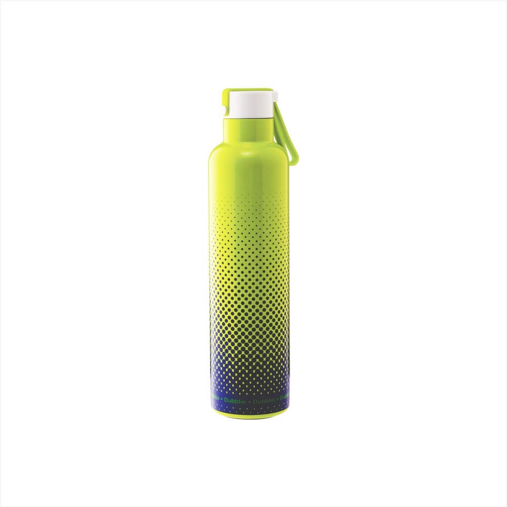 DUBBLIN Bang Bang Stainless Steel Double Wall Vacuum Insulated BPA Free Water Bottle with Anti Skid Bottom & Leak Proof Lid, Sports Thermos Flask Keeps Hot 12 Hours, Cold 24 Hours (Green 900 ML)