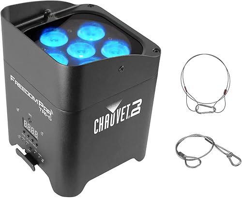 CHAUVET DJ Freedom Par Tri-6 con pilas RGB LED PAR con paquete DMX inalámbrico con cable de seguridad de 32 pulgadas y cable de seguridad de