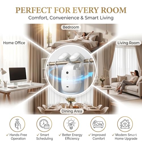Image of JERN Automatic Smart Curtain Robot Wireless Curtain Opener with Mobile App Voice Commands Scheduling Light Temperature Sensors Rechargeable Motor for Roman Rod Tracks