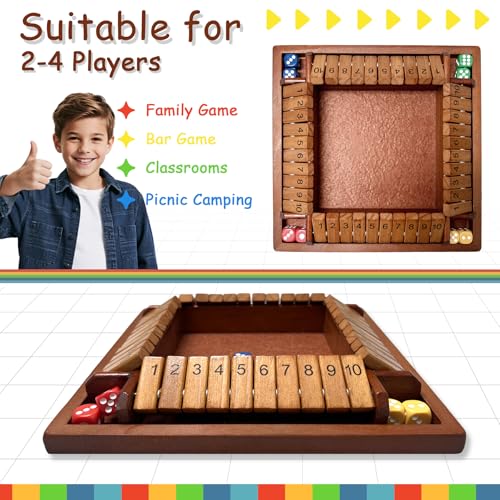 Shut the Box Juego De Mesa De Madera Para 4 Jugadores miniatura 4