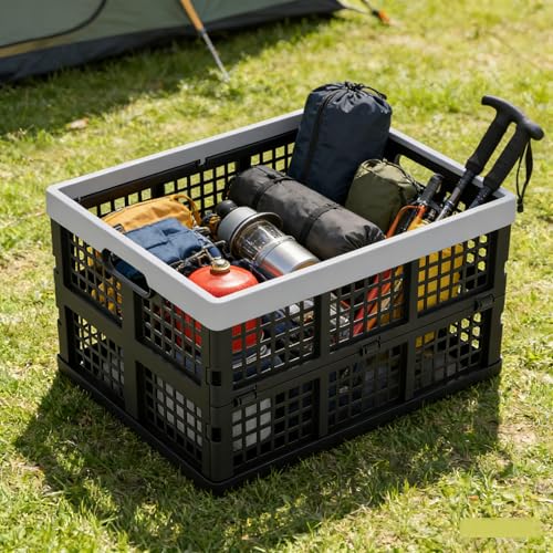 Caisse rectangulaire pliable pour gagner de la place lot de 3 noirs - 7