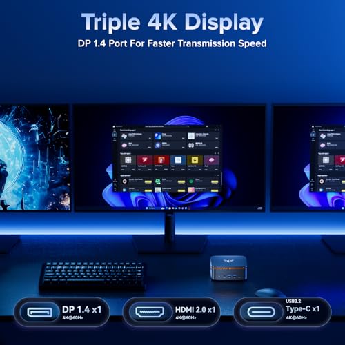 KAMRUI Pinova P1 Mini PC W-11 Pro,Mini PC AMD Ryzen 4300U(Up to 3.7 GHz,Βeats 3300U/N150/N95),16GB RAM 512GB M.2 SSD Mini Computer,Triple 4K@60Hz Display/USB 3.2/Type-C/HDMI/WiFi/BT Home Office - Image 5