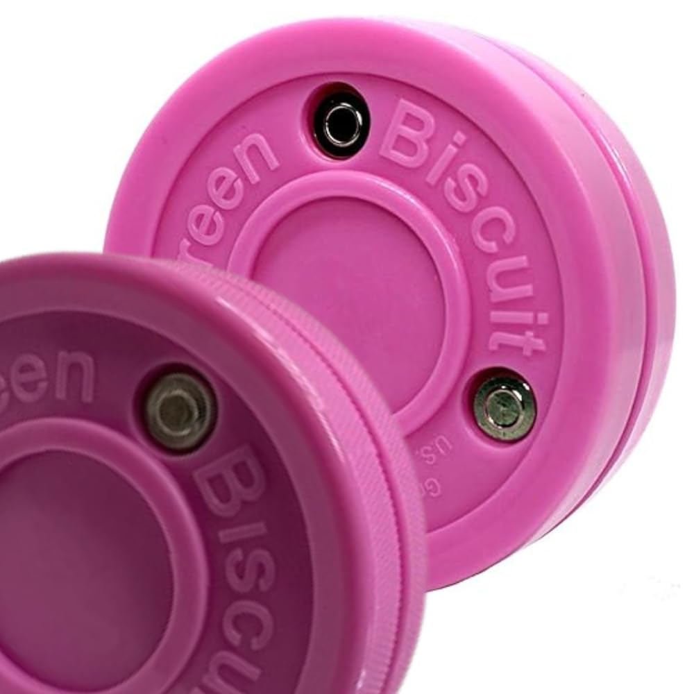 Green Biscuit Hockey Pucks 2 Pack Passer - Street Hockey Puck - Pink | Off-Ice Stickhandling and Passing Puck