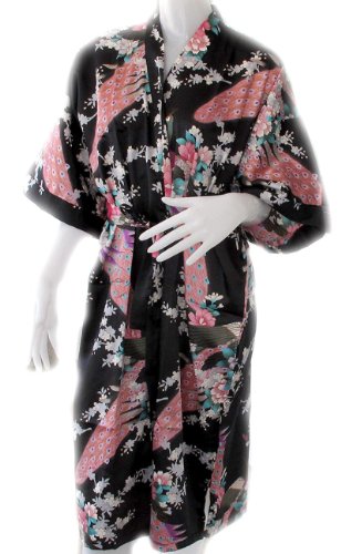 "BestThaiComplex" Nice Bathrobe Peacock Kimono Women's Satin Silk Robe-ONE Size