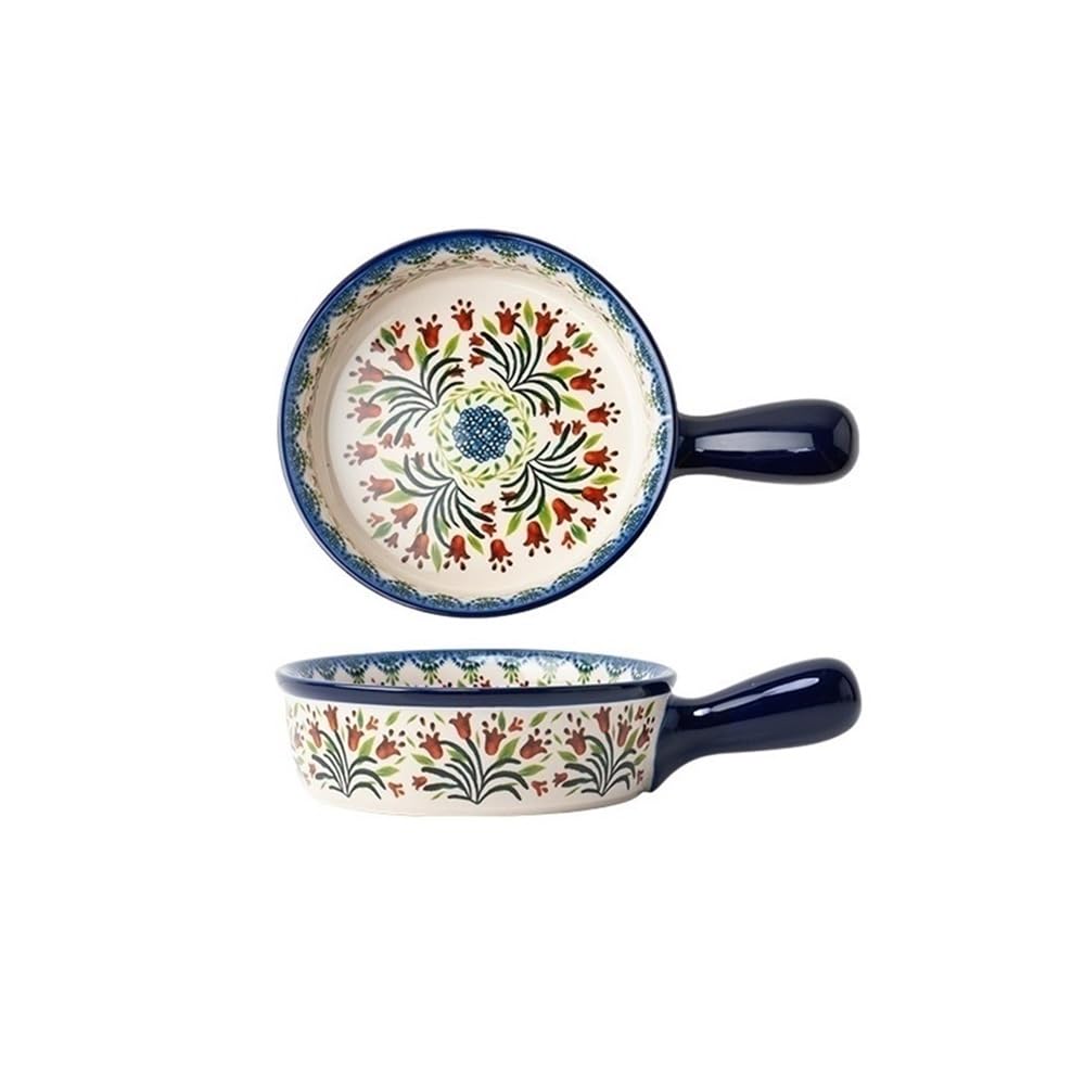 Naczynia do pieczenia Strona główna Ceramiczna retro zastawa stołowa miska do pieczenia z uchwytem na sałatkę wielofunkcyjna duża pojemność