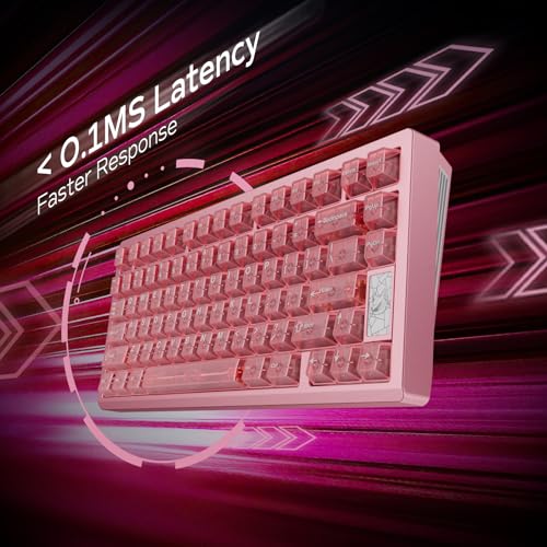 Image of OOCTPK Chilkey Slice75 HE Gaming Keyboard: Hall Effect Aluminum Keyboard with Flux Switch, Rapid Trigger, 8K Polling, Per-Key RGB Gaming Magnetic Switch Key Board for Gaming (Translucent Pink)