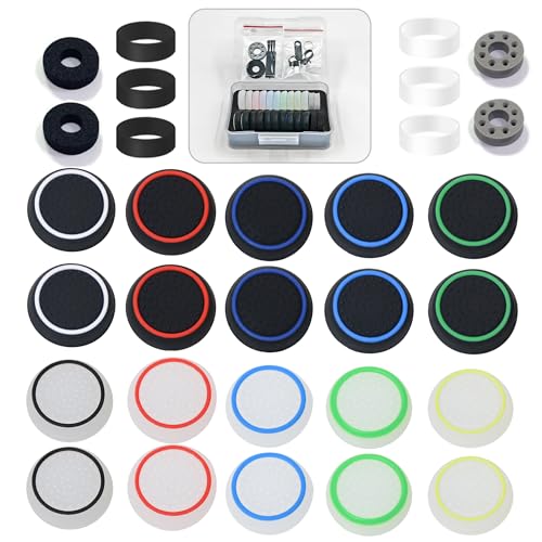 ZHI-NYLLDJS 30 Pieces Controller Thumb Grips for PS5/4,Controller Thumb Caps for Xbox,Joystick Stick Grip for Switch1/2 Pro Controller,Precision Rings&amp;Thumb caps Set(Black&amp;White) A&amp;B&amp;C