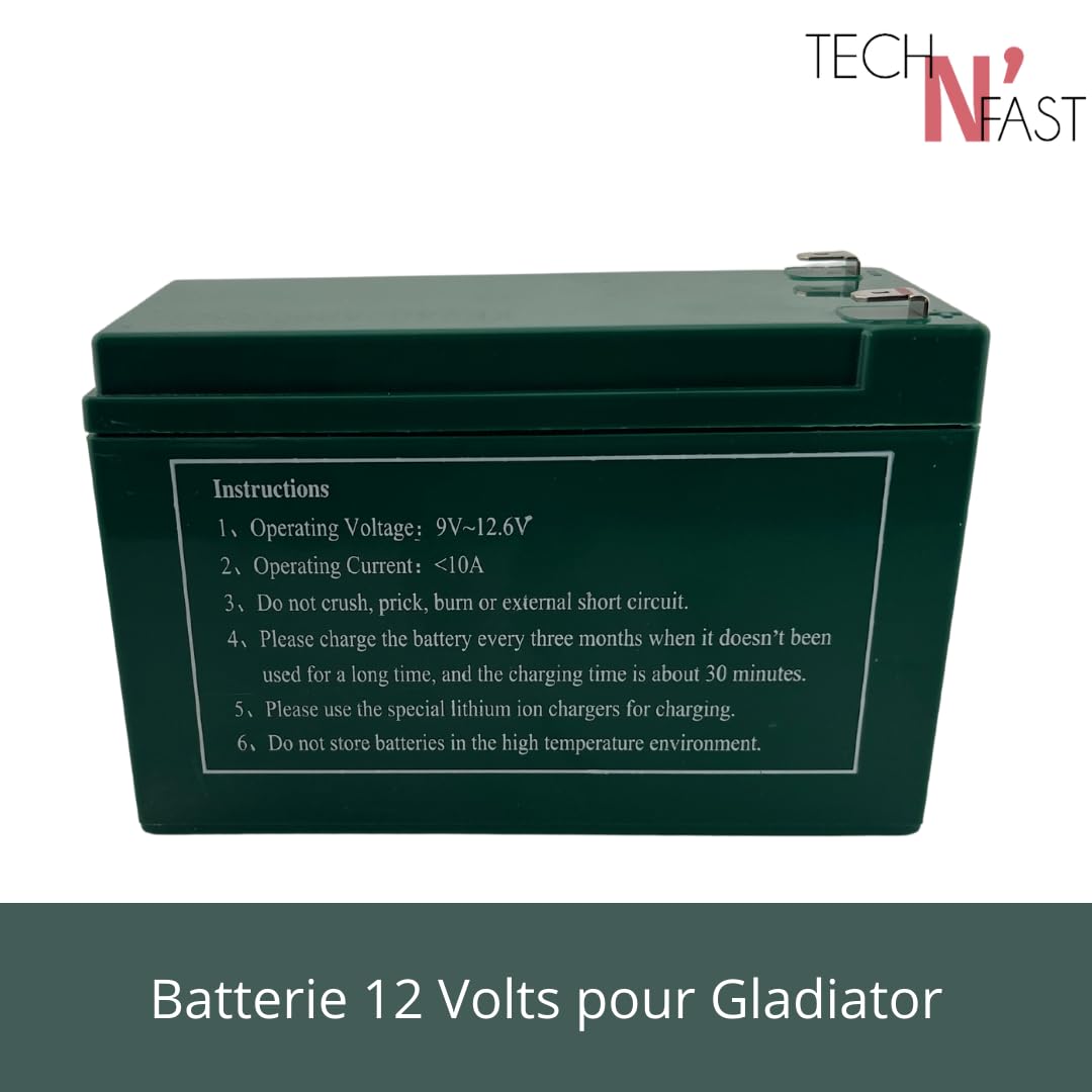 Batterie Lithium-ION Haute Performance 12V pour Pulvérisateur Électrique Gladiator - Autonomie Exceptionnelle de 6 Heures - Charge Rapide 220/240 VAC - 50/60 Hz
