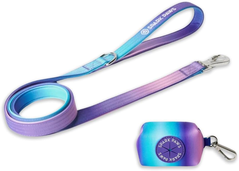 Spark Paws Premium Hundeleine & Kotbeutel Set – robuster Haken aus Legierung für stark ziehende Rassen – bequem, langlebig und sicher - 90's Retro