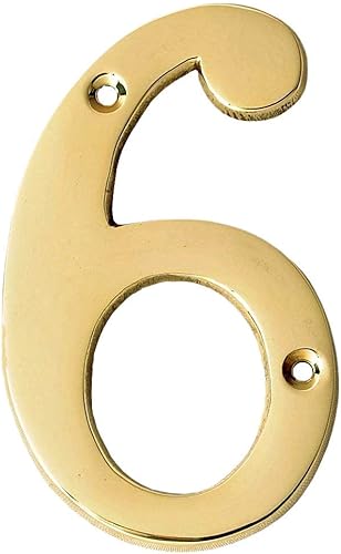 Motif - Números de buzón de latón macizo lacado pulido de 4 pulgadas para exteriores, placas de dirección para números de casa, decoración al aire