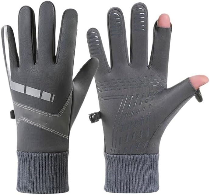 Adding Fleece Thickened Windproof Touch Screen Outdoor Ride Bike Nylon Gloves Skiing Keep Warm