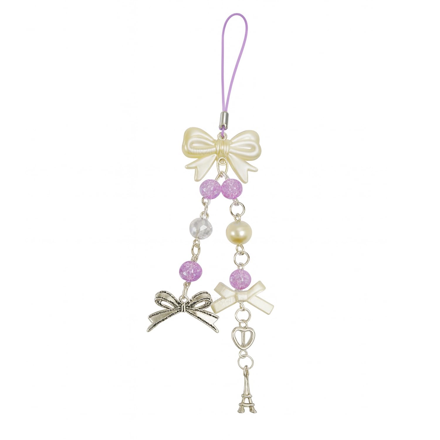 Phone Charm | Cell Phone Strap | Y2k Acessories Aesthetic Purple Bow Charm| Phone Strap Pearl Detachable Phone Wrist Strap Cute & Stylish Accessories Bag Cherry Keychain-image-13