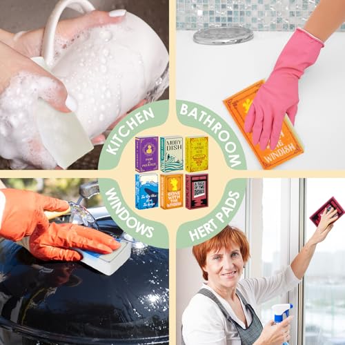 Image of 6 Pieces Book Kitchen Sponges Novels Sponges Fun Non-Scratch Scrub for Washing Dishes Pots Pans and Household Cleaning Supplies for Kitchen Dishes Furniture Gifts(Book,6 Pcs)